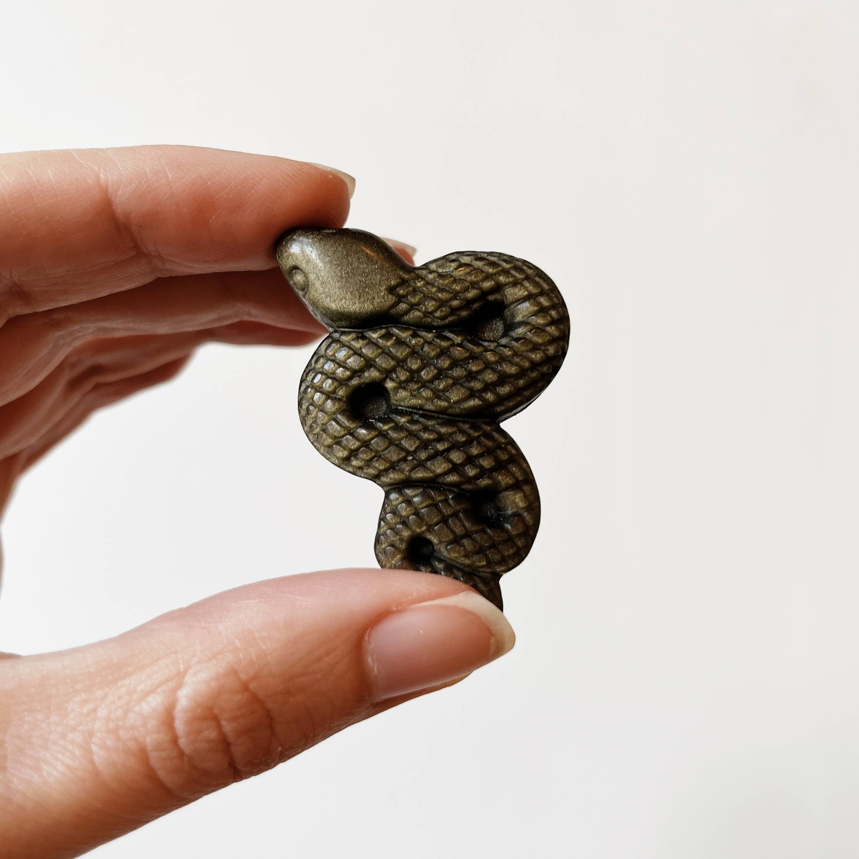 Gold Sheen Obsidian Carved Snake