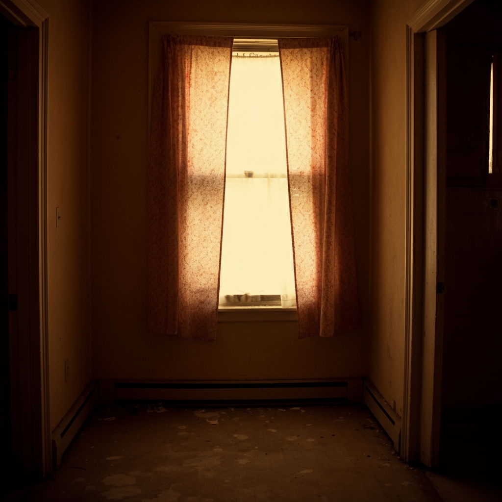 A photographic style image of A dimly lit empty room with outdated fixtures and poor staging, demonstrating inadequate property preparation for the market. high focus, sharp, lots of bright light, extra bright, highly detailed, high quality, dslr, film grain, fujifilm XT3, RAW photo, RAW candid cinema, color graded porta 400, depth of field, hyper realistic, natural-looking, expressive, textured skin, texture, 8k, photorealistic
