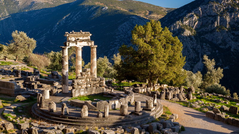 Ruins of the Temple in Greece, Delphi 