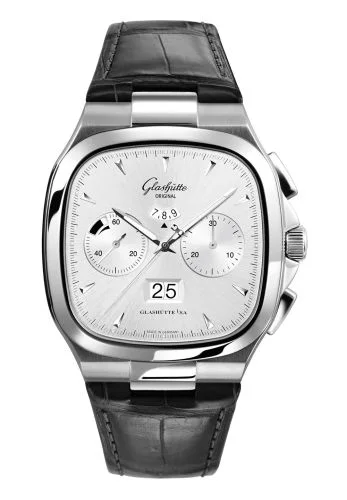 Seventies Chronograph Panorama Date Silver / Alligator / Folding