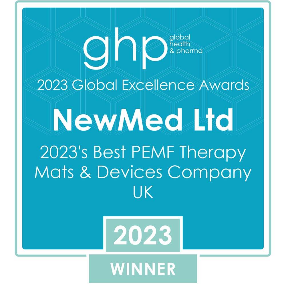 ‘Best PEMF Therapy Mats & Devices Company’ by Global Health & Pharma 2023 - award logo