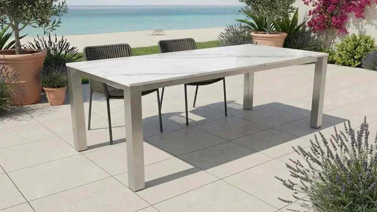 Gartentisch mit Granitplatte