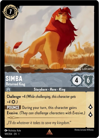 Simba card from Disney's Lorcana: The First Chapter.