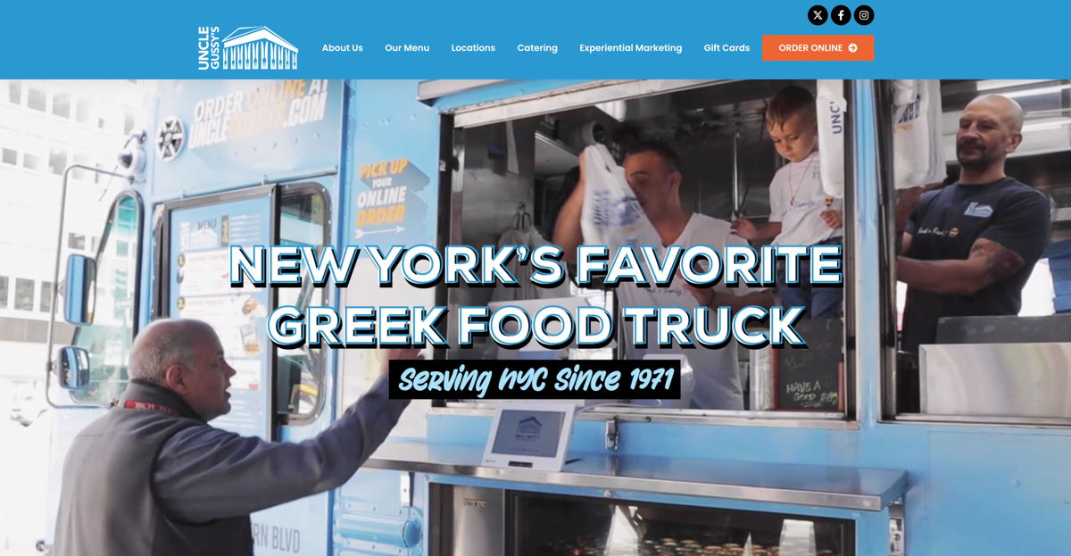 Screenshot of Uncle Gussy's, from the food truck websites collection.
