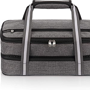 Insulated Casserole Carrier – Expandable Double Thermal Bag in Gray