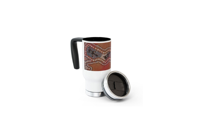 Abstract Art Stainless Steel Travel Mug, Spill-Resistant Coffee Cup - Image 4