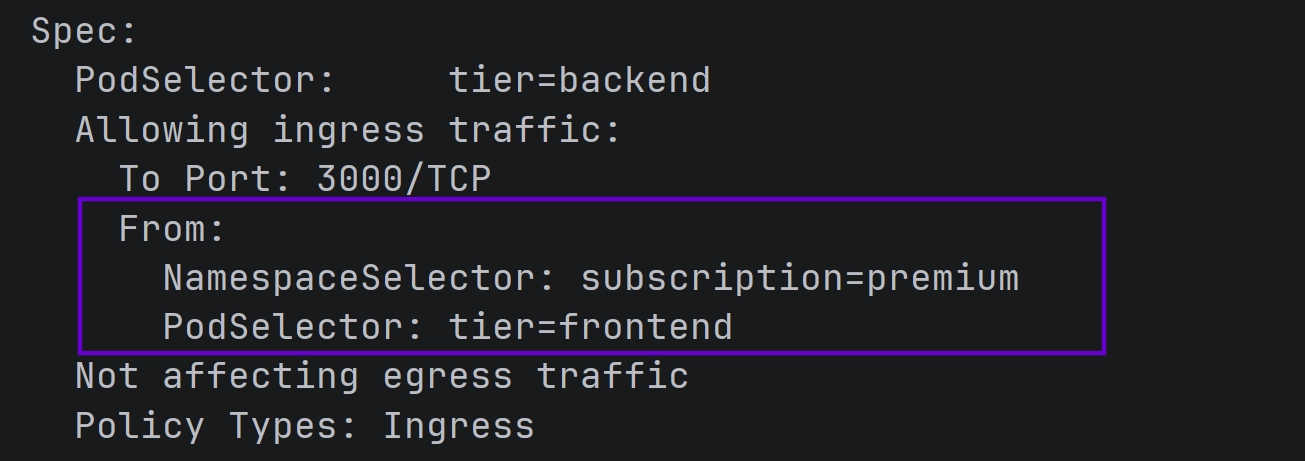 podSelector and namespaceSelector when ANDed together