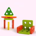A rocket and a chair made of out Montessori Building Block pieces.