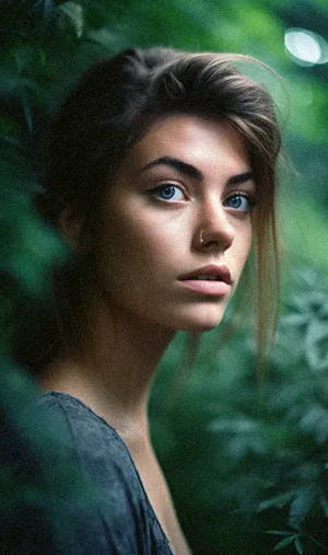 Stoner girl standing in a field of cannabis plants