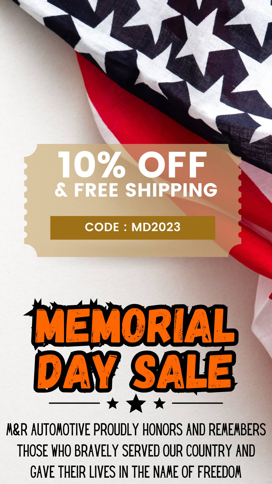 mandronline mandrautomotive memorial day sale 10% off coupon MD2023