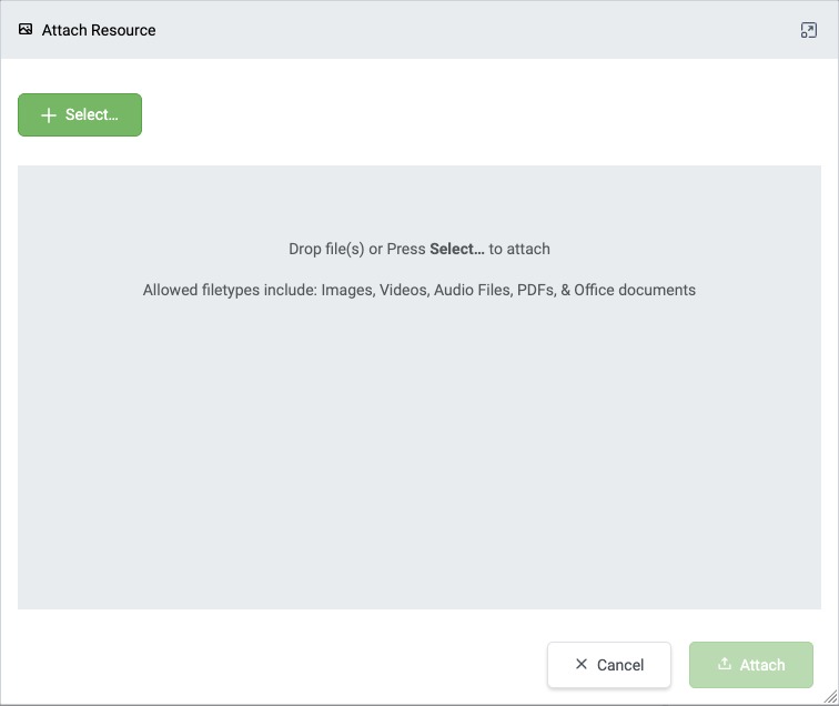 Attach Resource dialog