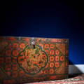 Antique polychrome Tibetan dragon chest for storing prayers dating to the 17th century