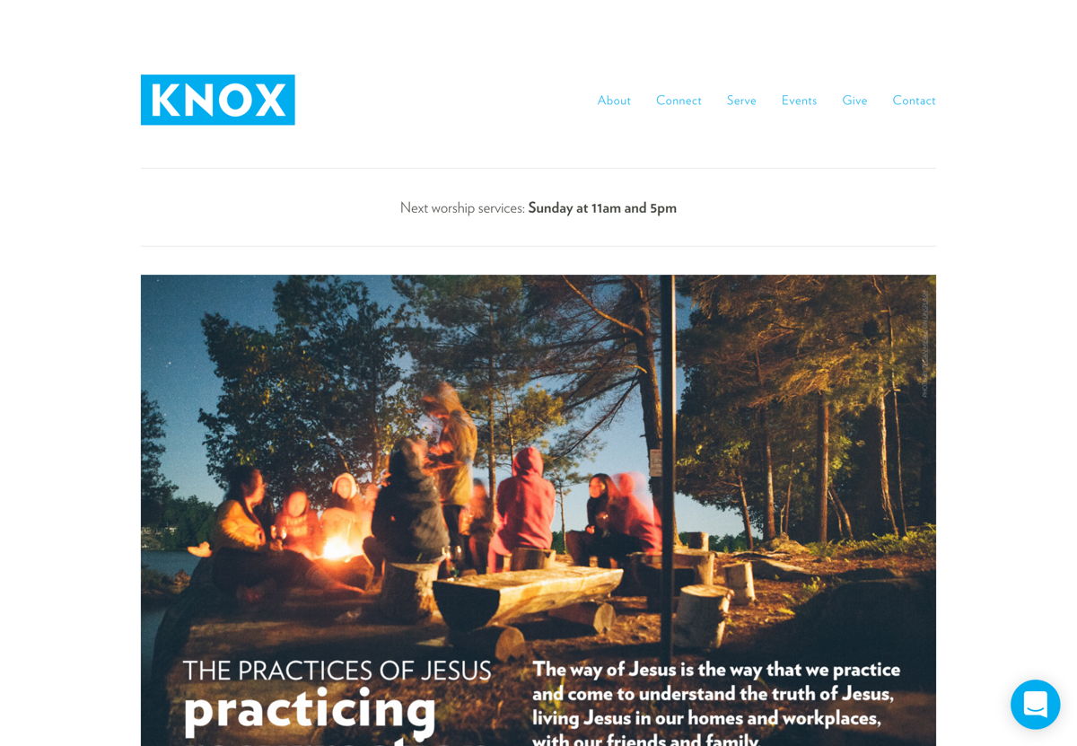 Screenshot of Knox Toronto, from the squarespace church websites collection.