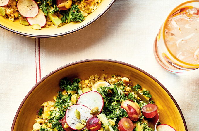 Quinoa and Tofu with Kale Salad