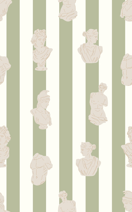 green & cream statue stripe wallpaper pattern image
