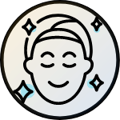 Icon of Skin with sparkles illustrates glowing and healthy skin