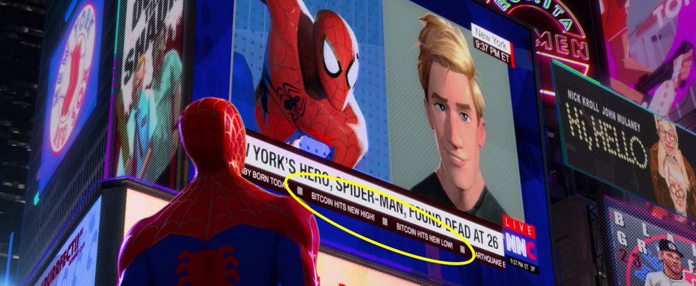 spiderman into the spider verse bitcoin reference