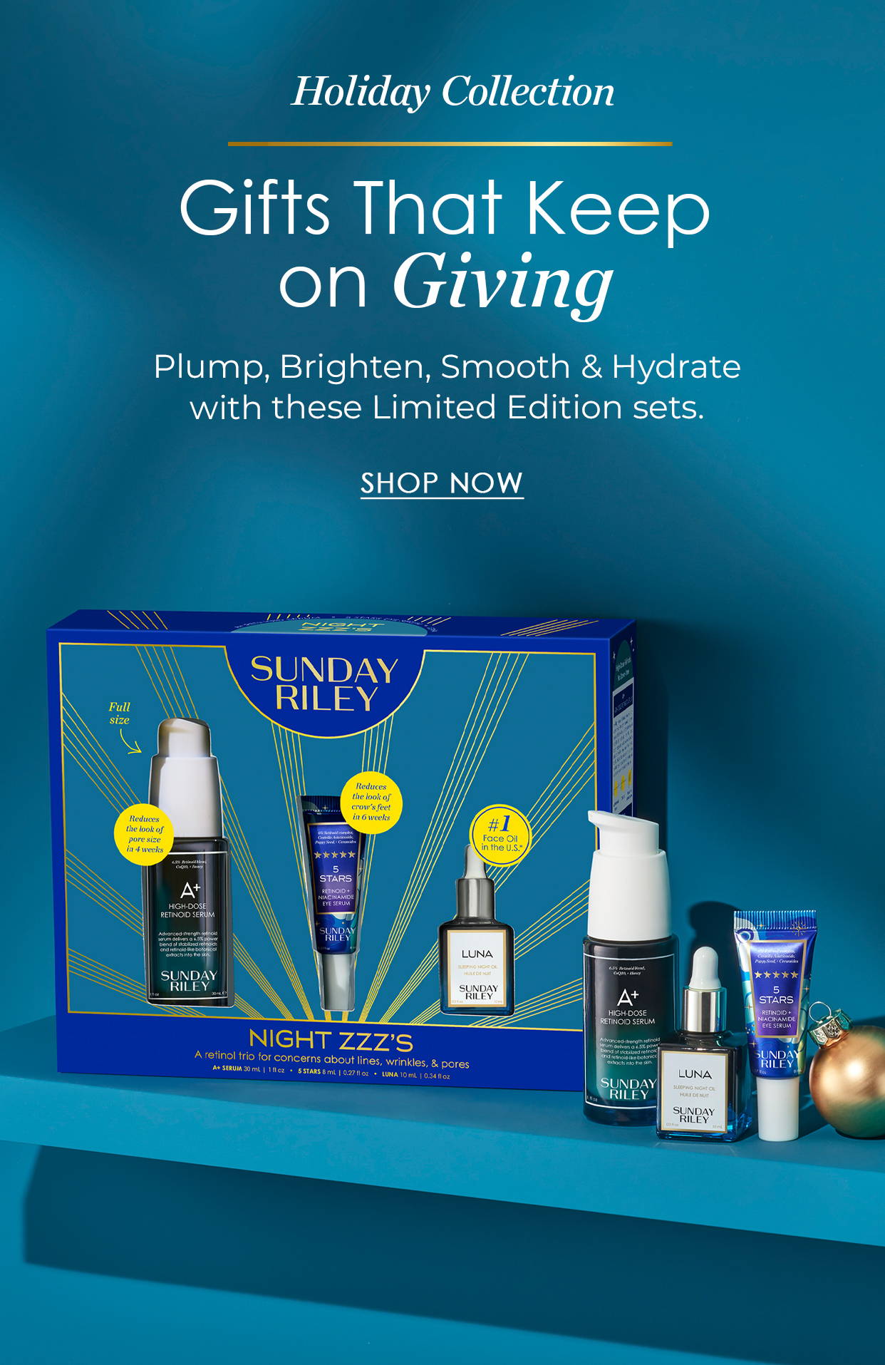 holiday collection - gifts that keep on giving - plump, brighten, smooth and hydrate with these limited edition sets