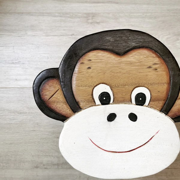 Children's Wooden Stool Monkey face Chair Toddlers Step sitting Stool - Image 2