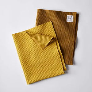 Essential Waffle Dish Towels, Set of 2, Mustard & Bronze | Food52