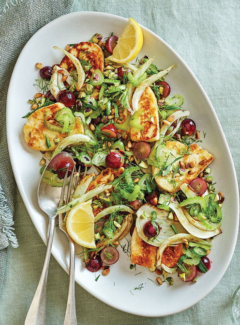 Halloumi with Fennel and Grapes