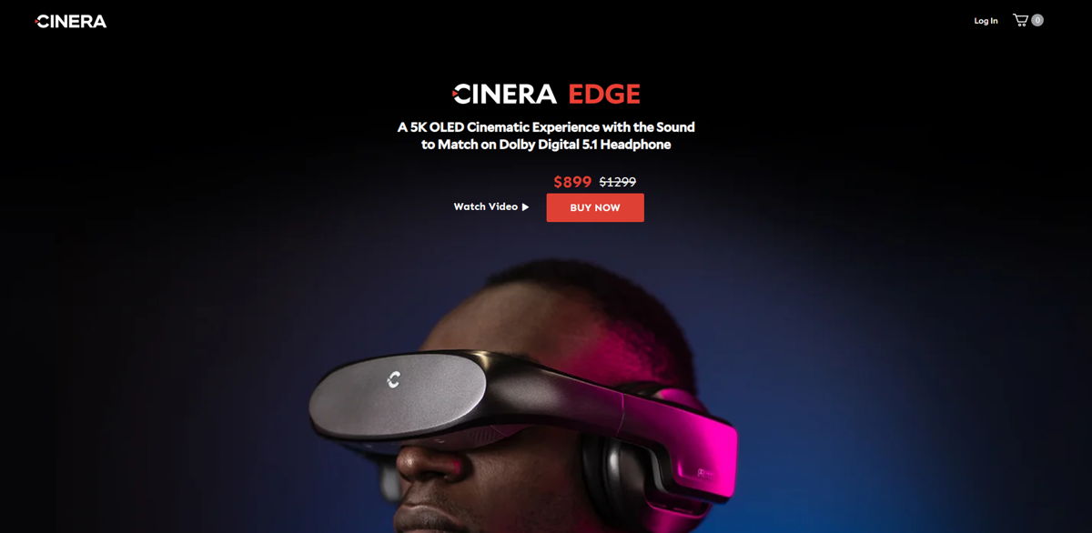 Screenshot of Cinera, from the startup websites collection.