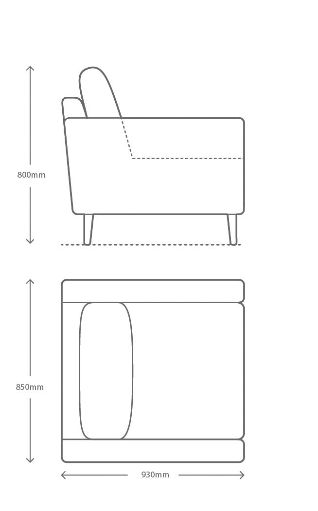 Bendigo Single arm chair size