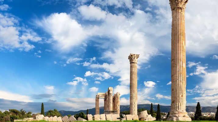 Roman Emperor Hadrian completed the Temple of Olympian Zeus in 132 AD