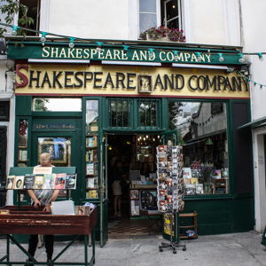 Book shopping at Shakespeare and Company