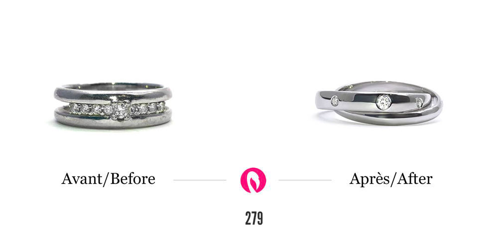 Transformation of jewelry eternity ring in white gold