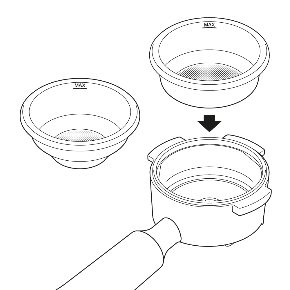 Diagram showing Step 2 of how to use the built-in grinder