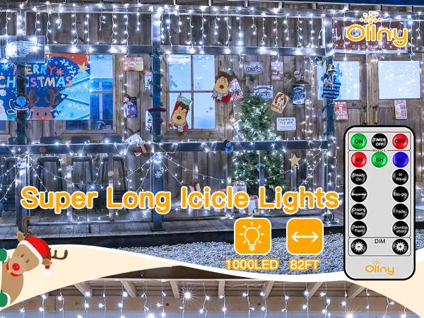Features of Ollny's 720 leds cool white icicle lights