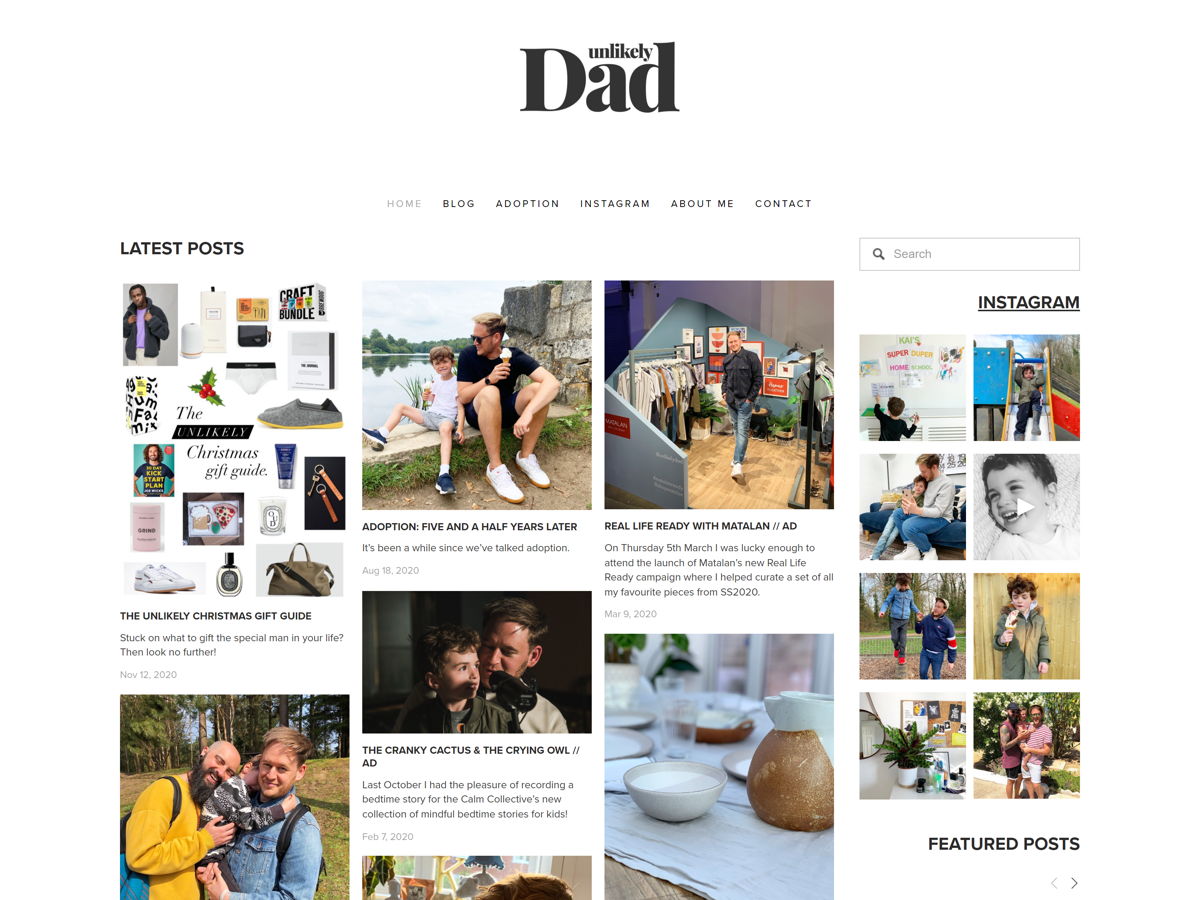 Screenshot of Unlikely Dad, from the blog design examples collection.