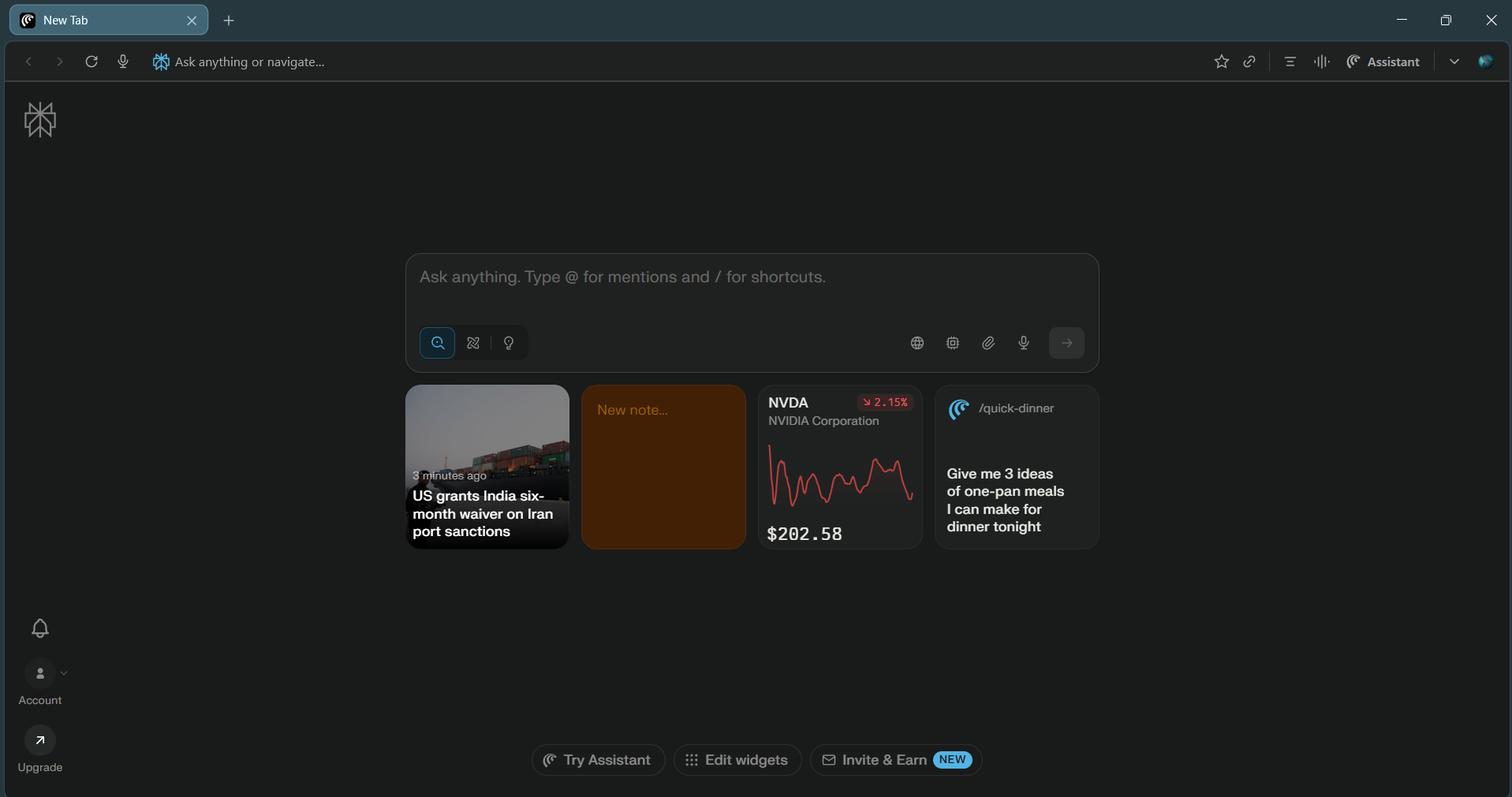 Comet AI Browser Interface