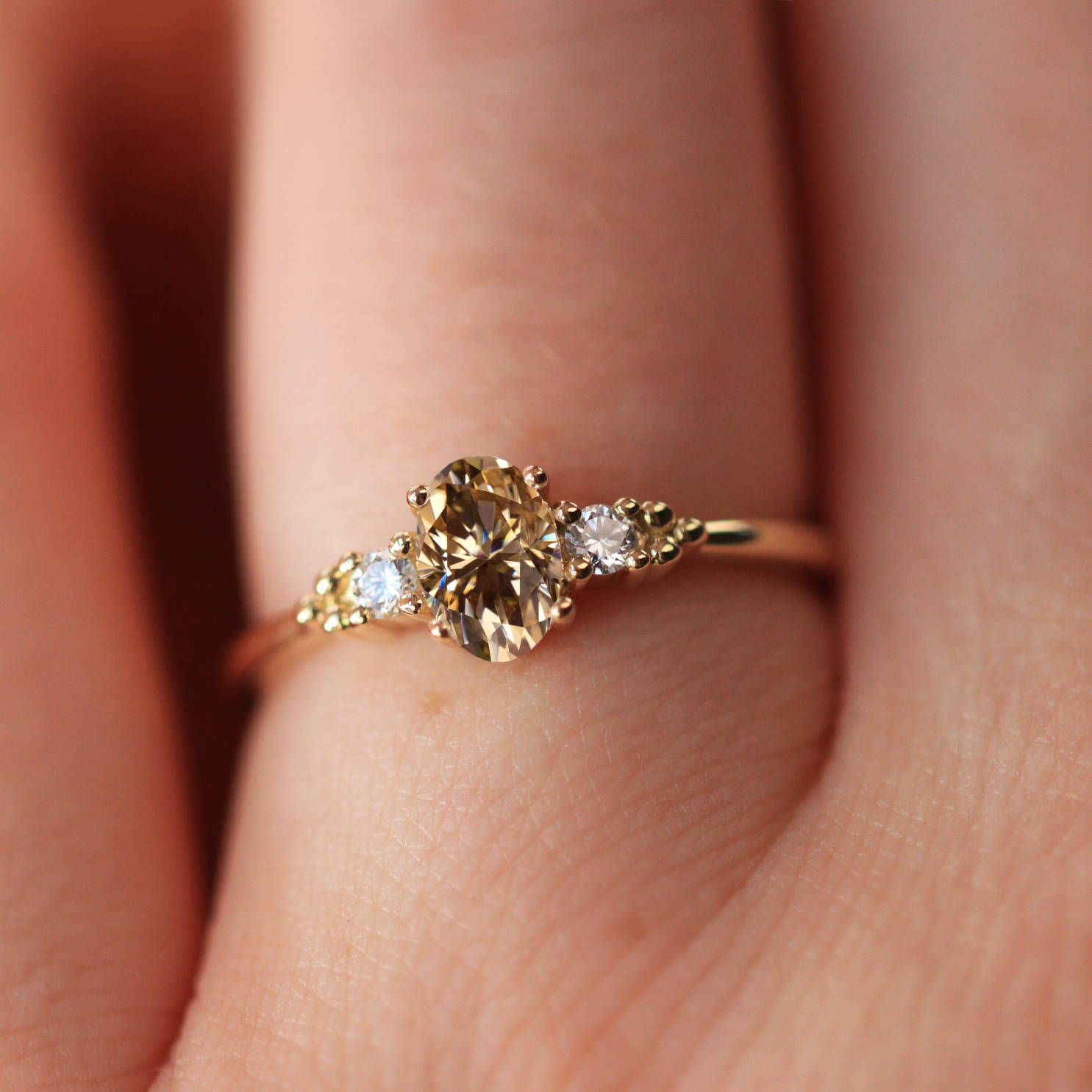 Cognac diamond engagement ring