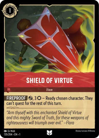 Shield Of Virtue card from Disney's Lorcana: The First Chapter.