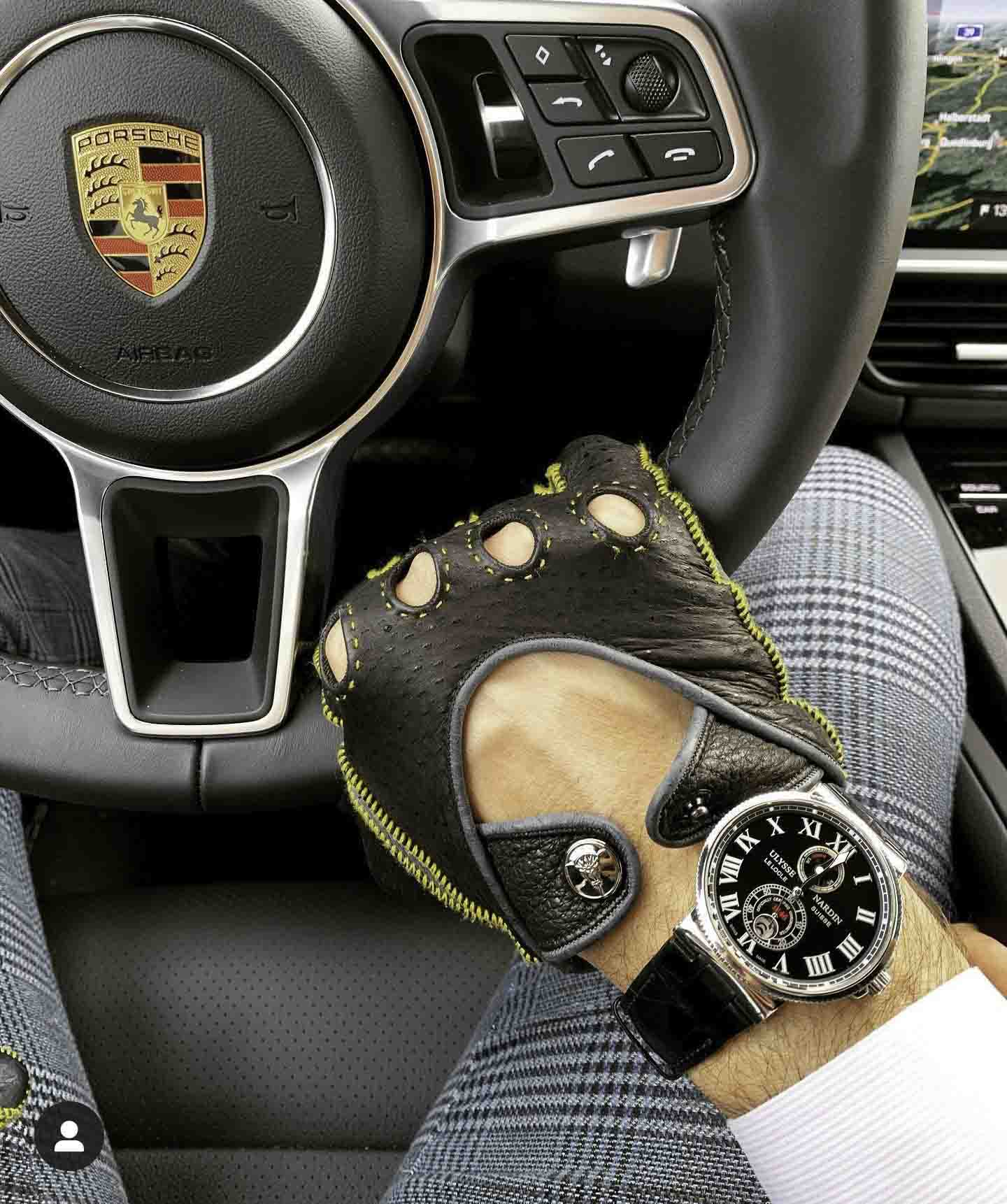 Yellow Porsche driving gloves