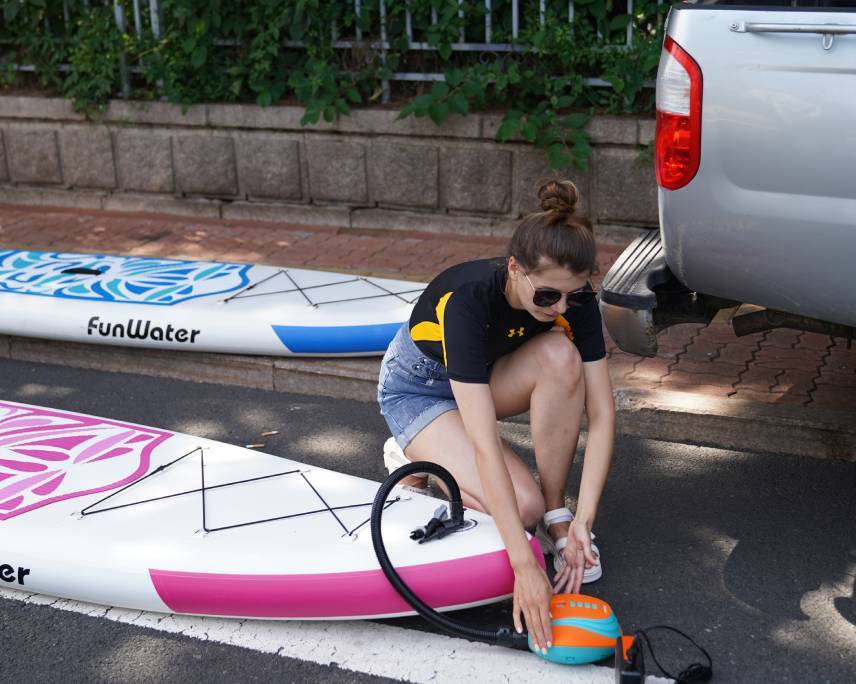 Electric stand up paddle board pump is essential paddle board accessories for lazy paddlers