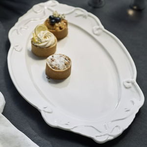 Benedita Bow Ceramic Stoneware Platter - White