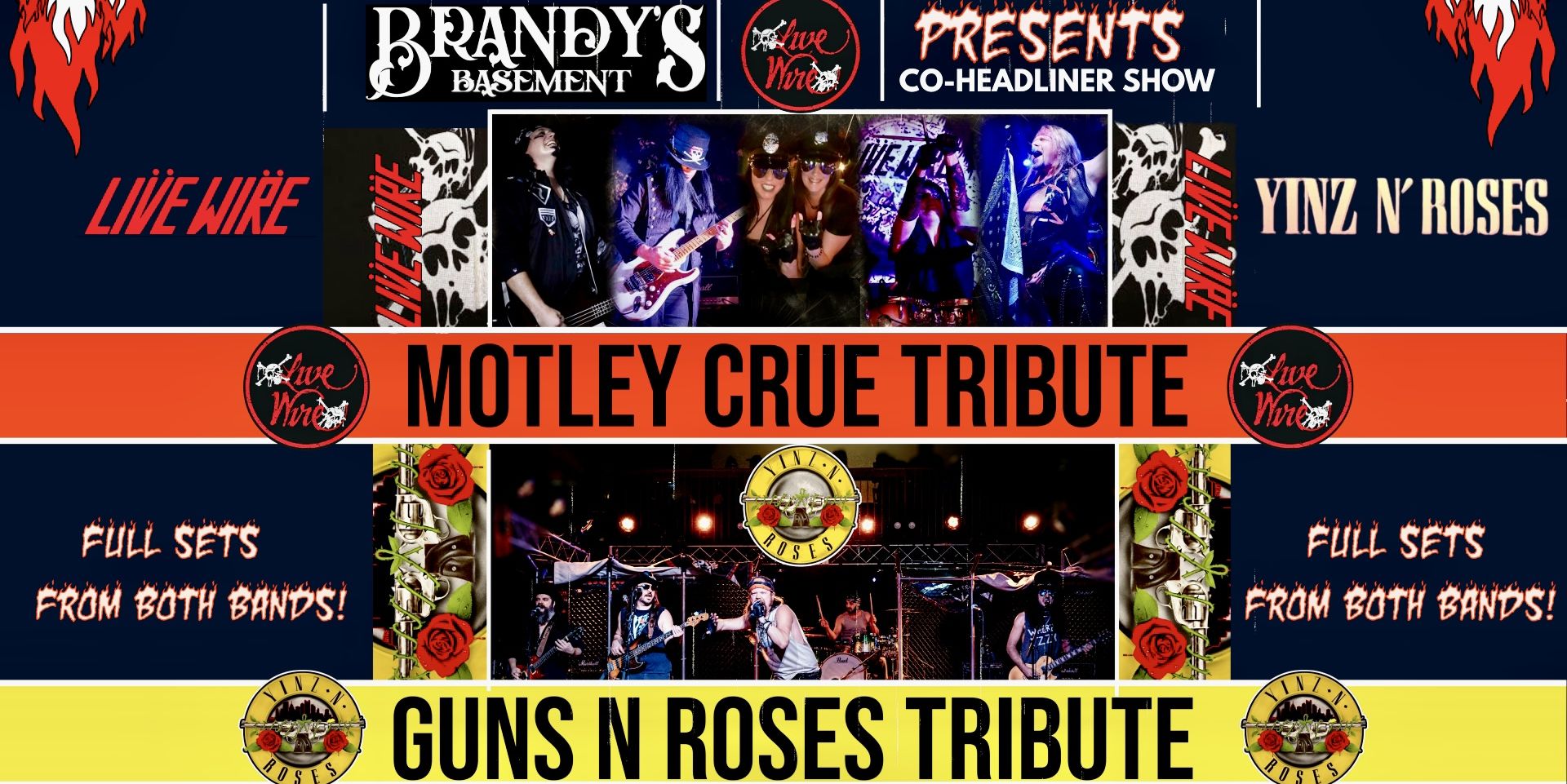 Live Wire- Motley Crue Tribute with Yinz N Roses- Guns N Roses Tribute promotional image
