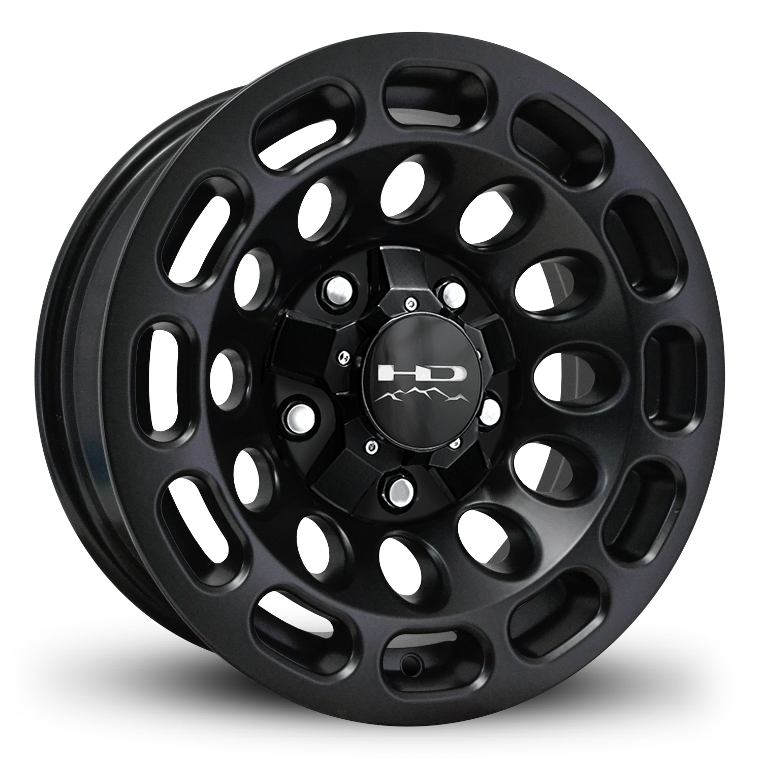HD Off-Road Road Warrior Custom Trailer Wheels in 15x6.0 in 5 lug All Satin Black for Unility, Boat, Car, Construction, Horse, & RV