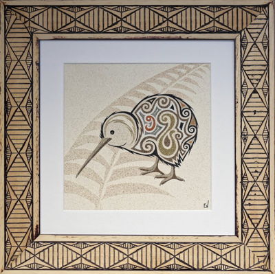 Kiwi, fougère et hameçon maori