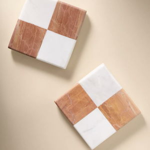 Jolene Checkered Marble Coaster