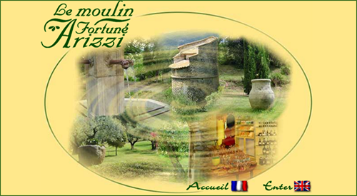 La page du premier site internet du Moulin Fortuné Arizzi