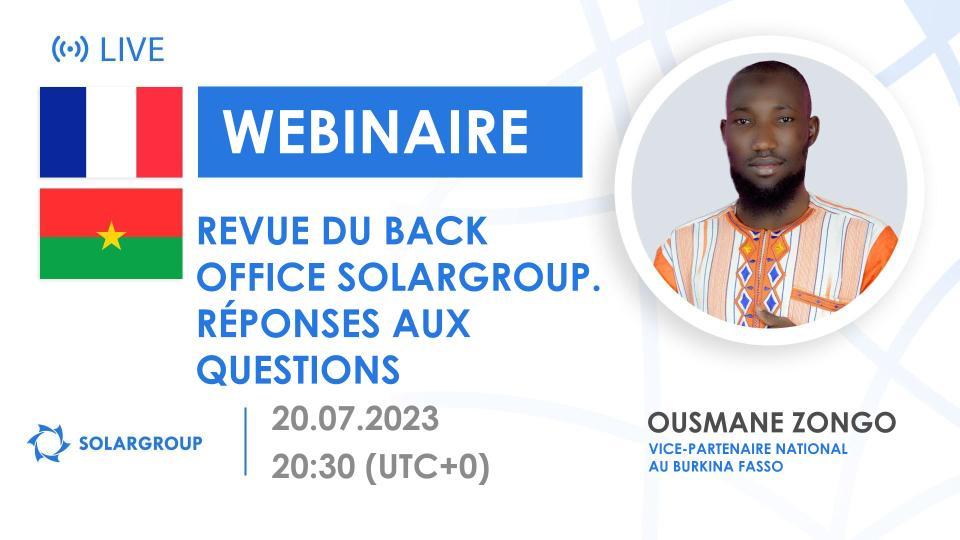 Burkina Faso. Revue du back office SOLARGROUP. Réponses aux questions