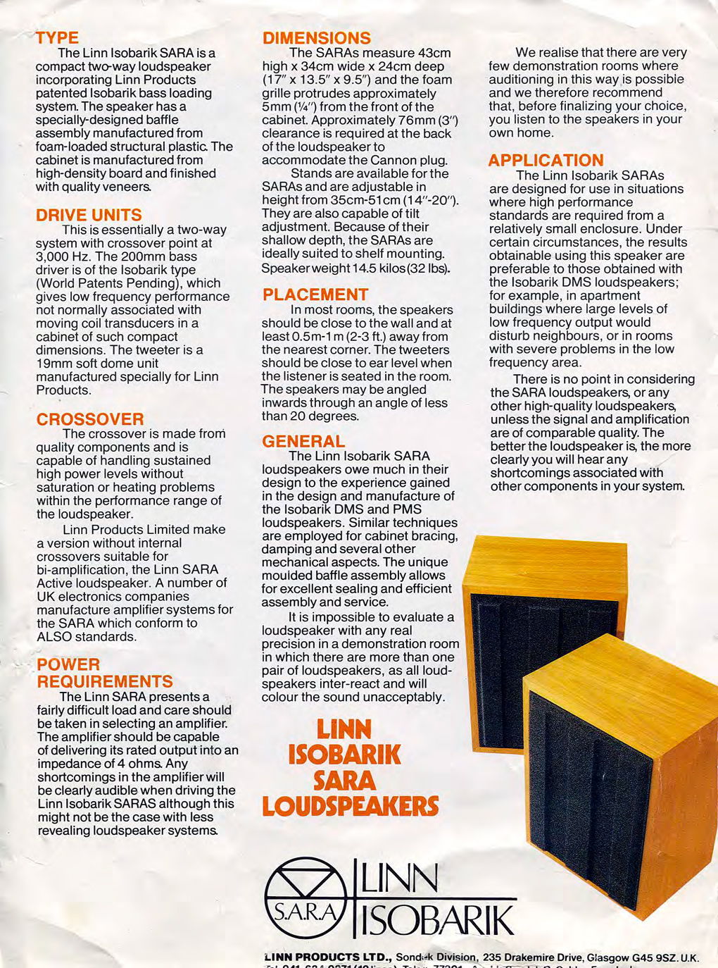 VINTAGE LINN ISOBARIK SARA 9 LOUDSPEAKERS For Sale Audiogon