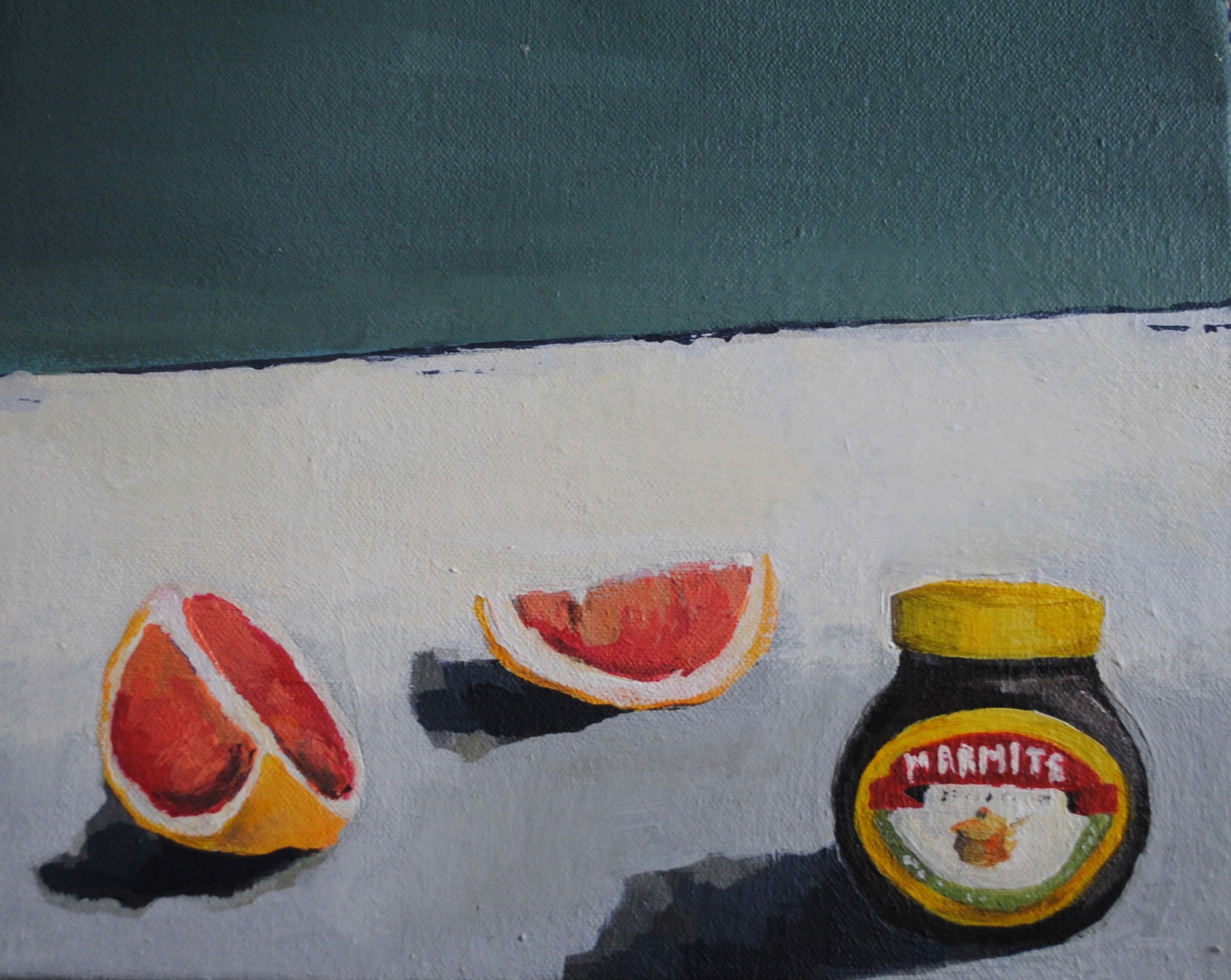 Marmite jar with grapefruit