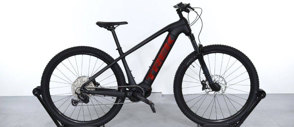 Trek Powerfly 5 on a stand