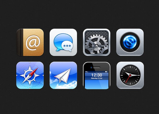 iOS иконки в PSD формате для Фотошоп