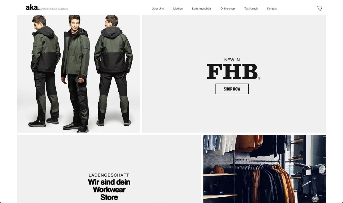 Screenshot of AKA, from the ecommerce websites collection.